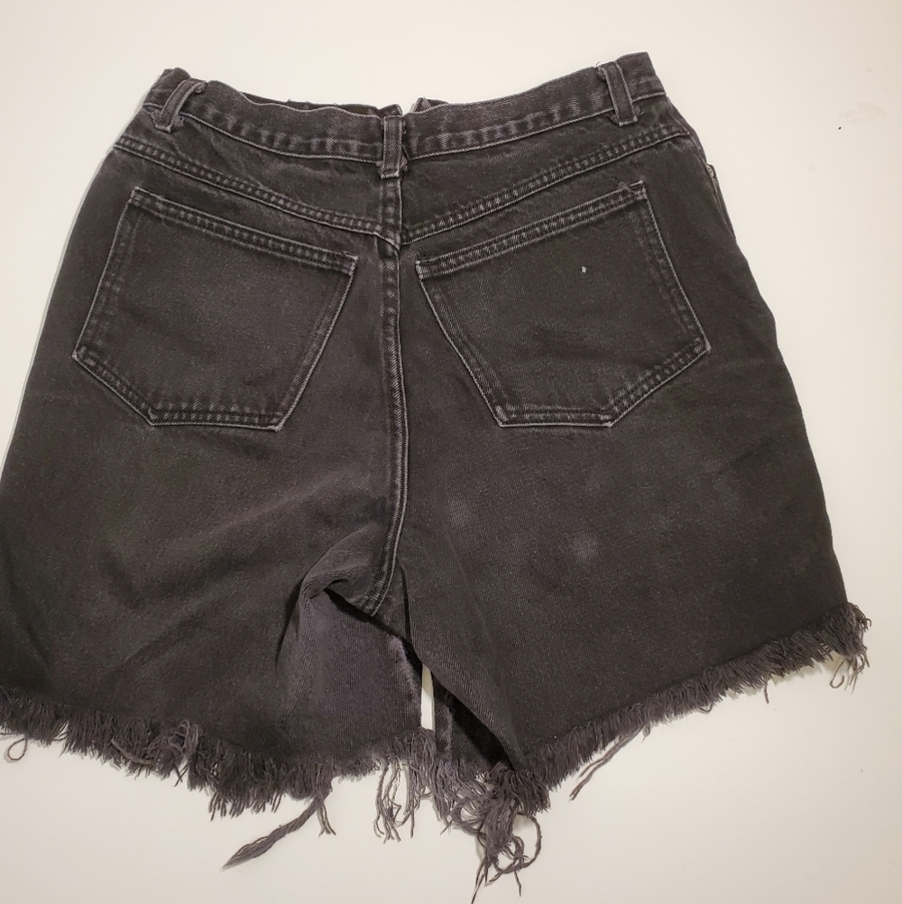 Vintage 90's NY Line Black Denim Distressed Shorts - Picture 2 of 10